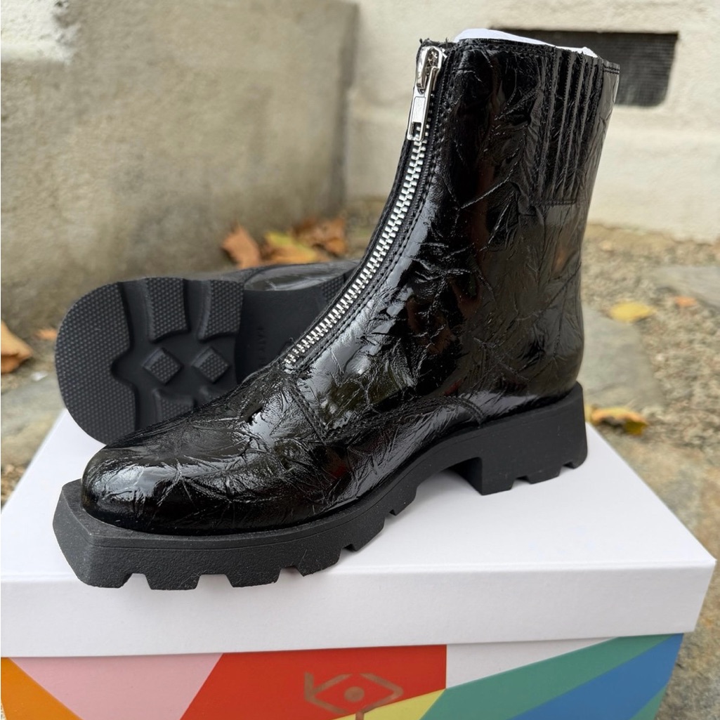Katy Perry “The Daarling” Collections Combat Boot With A Front Zipper In Black